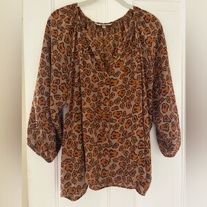 Tucker Brown Leopard Print Blouse